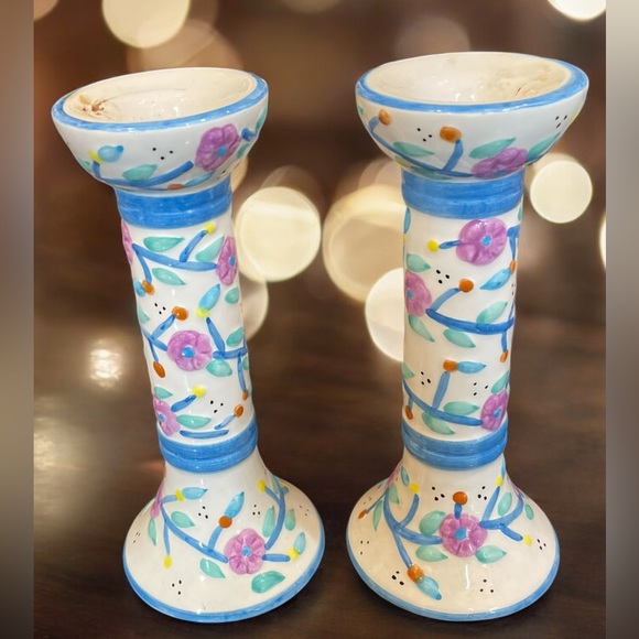 Jacob Rosenthal Collection Blue Candlestick s Set With Tray Judacia - Picture 3 of 7